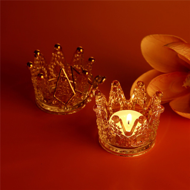 Kronenförmiges Kerzengefäß aus Klarglas